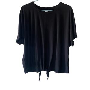 Old Navy Active Black Oversized Ribbed Knot Front Active Top- Large TALL